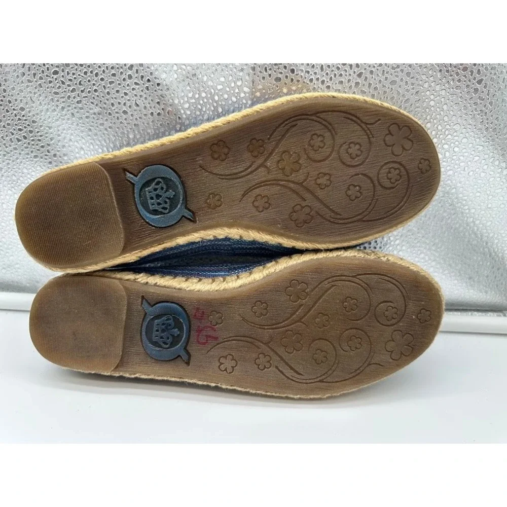 Born B58004 Blue Striped Fabric Espadrille Loafers Womens‎ 6.5 Slip On Shoes
